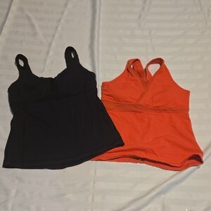 lululemon athletica Black and Orange Tank Tops